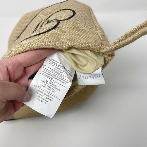 Storehouse Burlap Mr & Mrs Holiday Christmas Stockings Set of 2 Beige Black Trim - Picture 11 of 12